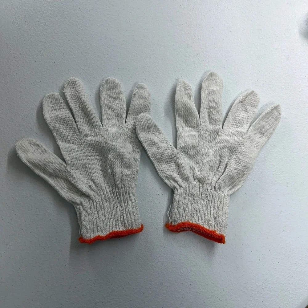 Adult white knit woven lightweight yardwork gardening home project gloves‎ OS